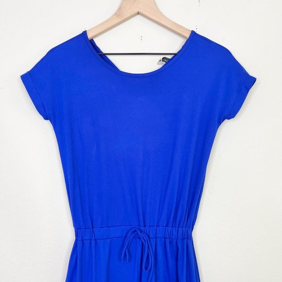 Pomelo Women's Short Sleeve Blue Jumpsuit Elastic Waist Size Large Tie Back - Picture 3 of 9